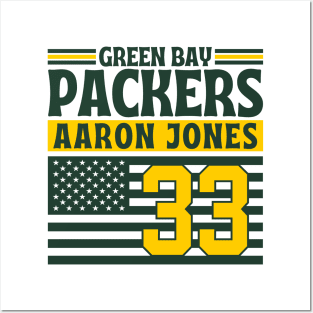 Green Bay Packers Jones 33 American Flag Football Posters and Art